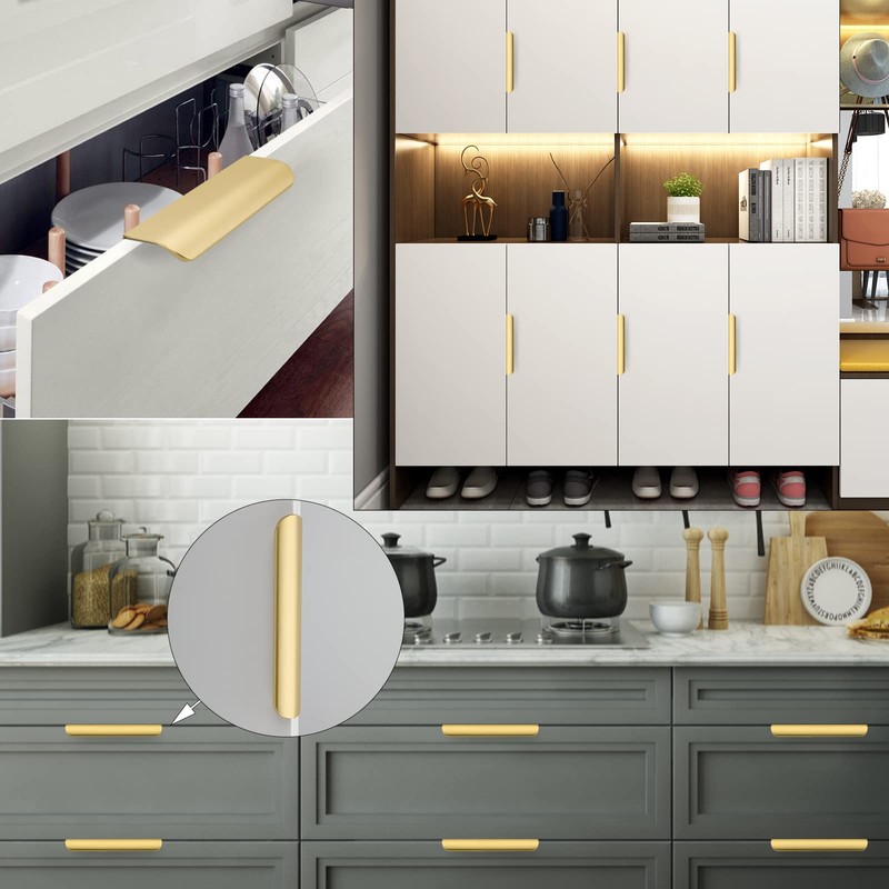 goldenwarm 5pack Matte Gold Drawer Handles 128mm Gold Profile Handle