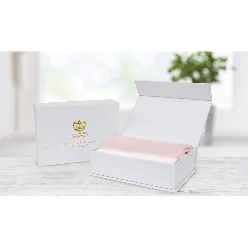 Luxor Crown Set of 2 Mulberry Silk Standard Pillowcases (White)