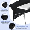 Grantop Black Stretchable Spandex Tablecloth, 4FT Tight Fitted Stretchy Table