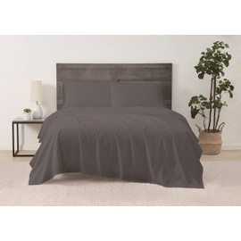 CANNON - Solid Percale 3 Piece King Duvet and Sham Set - Grey