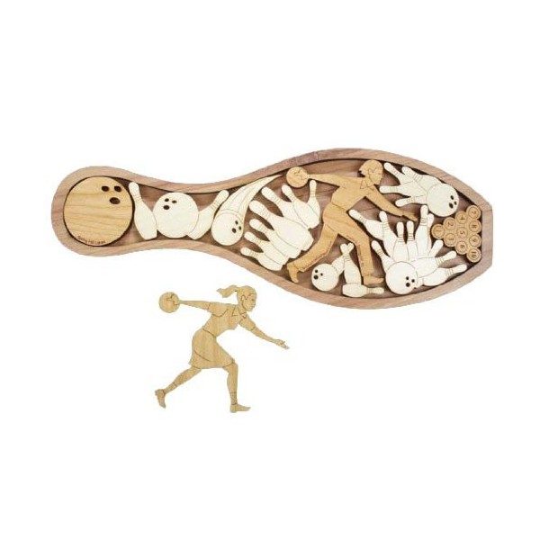 Bowling Memories Wood Brain Teaser Puzzle