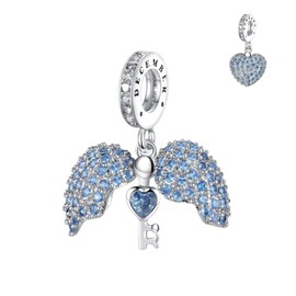 Annmors 925 Sterling Silver Birthstone Bead Charms for European Bracelets and Necklace Beads with 5A Cubic Zirconia, Christmas, Valentine's Day, Mother's Day, Gift Tag for Women and Girls, Sterling