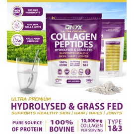 Premium Collagen Powder 300g Hydrolysed Bovine Collagen Peptides Powder - Halal Certified - Healthy Skin, Hair & Joints - Collagen Supplements for Women & Men (30 Days Serving 300g)