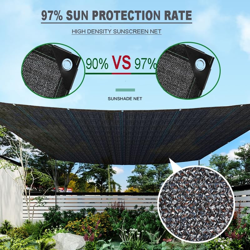 96% Shading Rate Black Sun Block Shade Net, 2 x