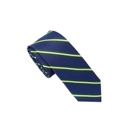 Ben Sherman Men's Silk Stripe Tie | Navy Blue/Green | 2.75" Width | Collegiate Striped Design