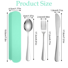 Travel Cutlery Set with Case, Travel Cutlery Set, Cutlery Set for 1, Portable Travel Cutlery, Stainless Steel Cutlery Set Travel for Outdoor Travel Picnic Office School Lunch Box - Green
