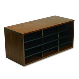 Fellowes 25400 12-Section Compartment Sorter, Melamine Laminated, Medium Oak