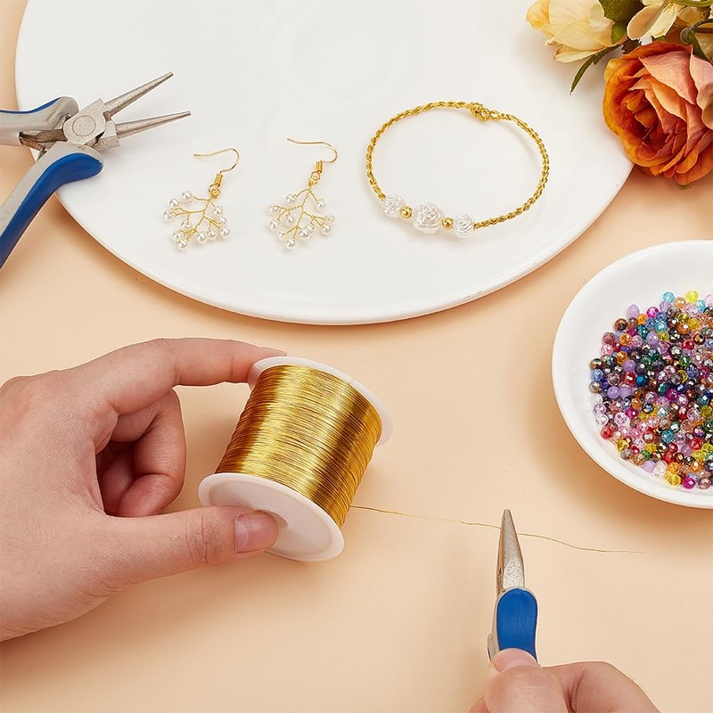 MAYJOYDIY 100M Real 18K Gold Plated Wire 0.3mm 28 Gauge