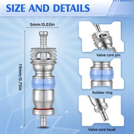 Tujoe 50 Pcs Valve Core Compatible with R410 R32 R22, High Pressure Valve Core Kit with Seal, HVAC Replacement Part Ideal for Refrigeration Systems and Air Conditioning Refrigeration Systems