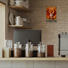 WADORN Funny Tin Sign with Dragon Motif, Grumpy Dragon Coffee GmbH. Serve Yourself Vintage Metal Sign Retro Dragon Cafe Bar Home Wall Decoration Plaque for Café Office Kitchen 20 x 30 cm