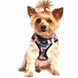 DOGGIE DESIGN Choke Free Reflective Step in Ultra Harness American River and Colors (XXS, Pink Camo)