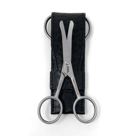 Solingen Nose & Ear Scissors - Stainless Steel Rounded Tip Scissors for Eyebrow, Nose Hair, Mustache and Beard - Made in Solingen & Germany by GÖSOL | Packed with Full Grain Leather Case