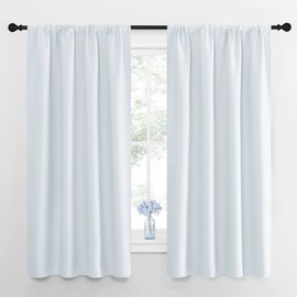 NICETOWN Bedroom Curtain Panels - Window Treatment Thermal Insulated Rod Pocket Room Darkening Curtains/Drapes for Bedroom (2 Panels, 42 by 63, Platinum - Greyish White)
