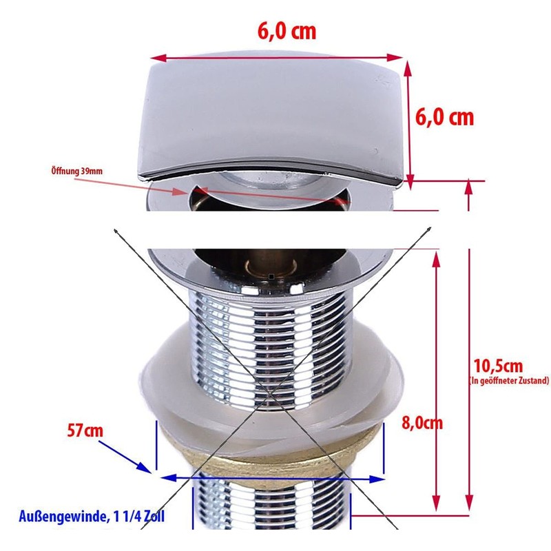 PushDE Square Drain Valve Push Up Drain Valve for Sink,