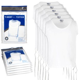 Zion Judaica Quality Comfortable Cotton Adults Tzitzit Undershirt Certified Kosher T-Shirt Tzitzis Sweat Free Mens Tzitzit Size 22 Medium Chest 38" - 40" White