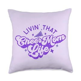 Cheer Mom Life Essential Mom Livin That Life for Women with Cheer Girl Throw Pillow, 18x18, Multicolor