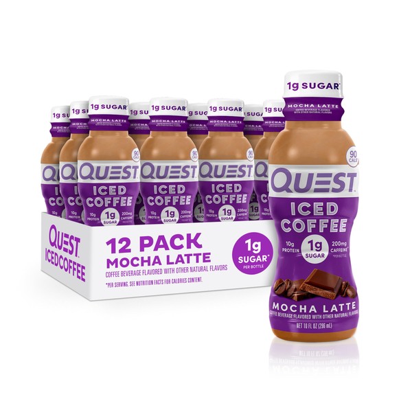 Quest Nutrition Iced Coffee, Mocha Latte, 1g of Sugar, 10g