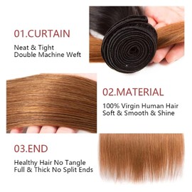 Human Hair Bundles Straight 3 Bundles 18 20 22 Inch Bundles Human Hair 100% Unprocessed Brazilian Hair Bundles Human Hair Extension for Black Women（1B/30#）