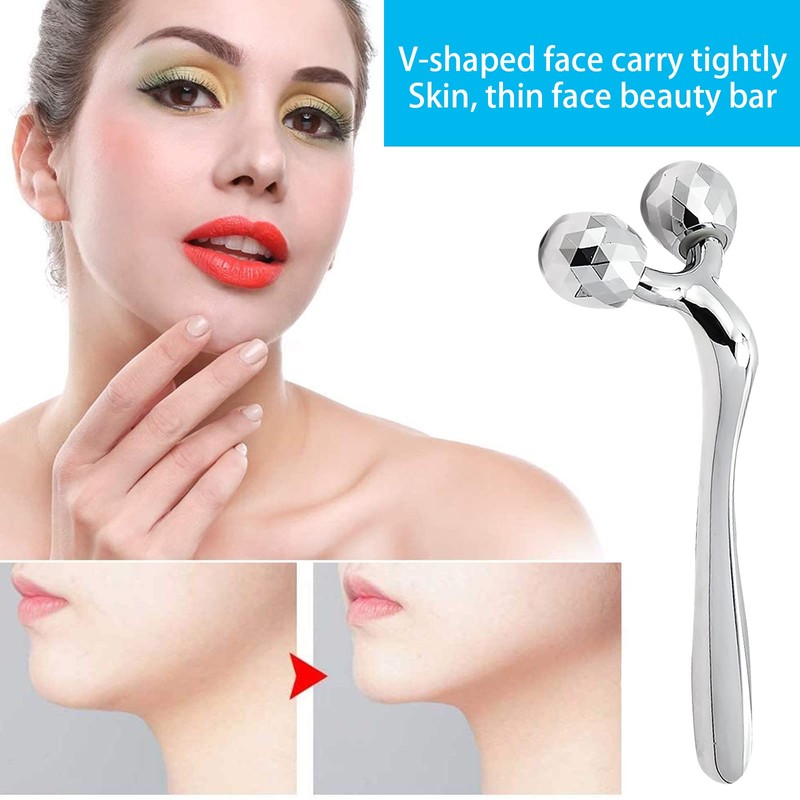 DMZK Manual Facial Massager, Metal Face Roller Y-Shaped Roller Massger