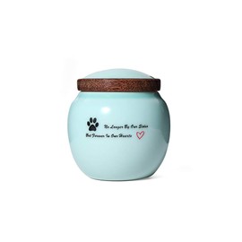 CELADON Pet Urns,Small Pet Urns for Dogs Ashes,cat Urn,Dog Urn,Urns for Ashes with Delicate Dreamy Blue——No Longer by My Side Forever in My Heart(4.2X3.8Inch，15.6 cu/in)