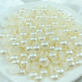 LIMAOLLY 250pcs 12mm Flatback Half Pearls Round Crafts Beads for Jewelry Making DIY Scrapbook Shoes Clothes Cup Nail Art Decoration(Beige)