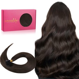 Wennalife U Tip Hair Extensions Real Human Hair, Light Dark Brown 50g 24Inch 50 Strands Hot Fusion Keratin Hair Extensions, Straight