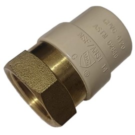 5 Pieces 3/4" Female NPT x 3/4" CPVC Adapter, 3/4" CPVC Female Adapter, Brass, 5 Packs