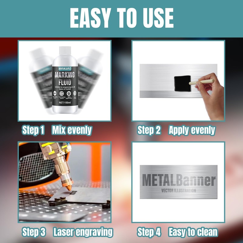 WANJAO Laser Marking Spray, Marking Powder Enhanced Engraving with Sponge