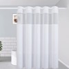 Furlinic White Shower Curtain Hook Free and Ringless,Mesh Window Top