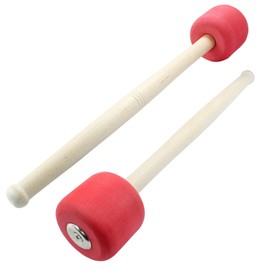 Waziaqoc 2Pcs Bass Drum Mallet, 12.99 Inch Red Foam Mallet, Maple Stick Body Mallet for Percussion Marching Band