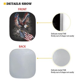 Binienty American Flag Car Sun Shade 2 Pack Eagle Print Anti-Slip Windshield Cover Universal Car Sunshade for Front Windshield Fashion 4th of July Decorations