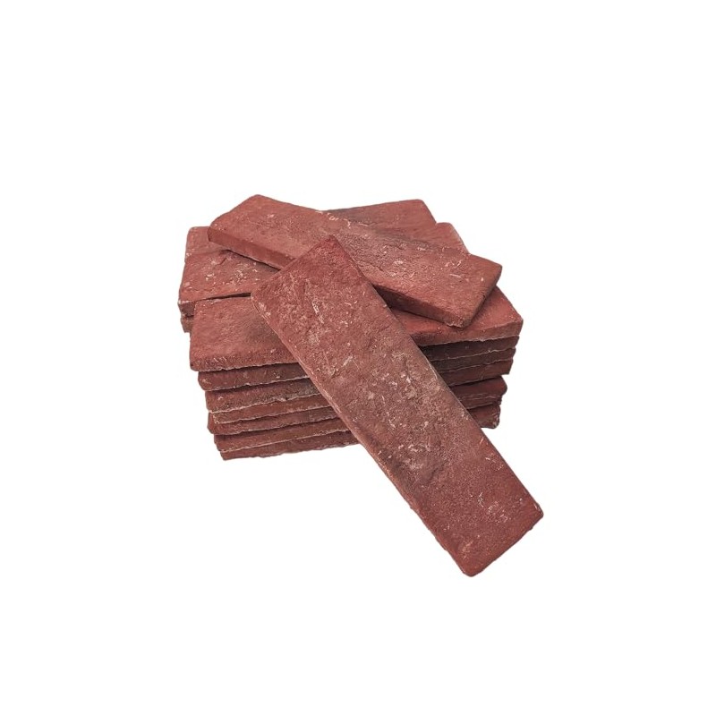 20 Pcs Red Thin Wall Brick Veneers, 2.4" x 7.9"