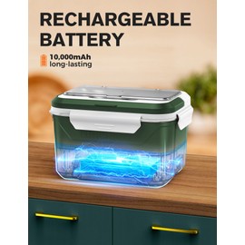 EAST OAK Cordless Electric Lunch Box for Adults, Heated Lunch Box Battery Powered with Automatic Heating, 5.5 Cups Portable Food Warmer with Removable Tray Divider