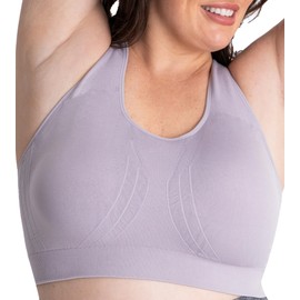 Conturve Seamless Racerback Sports Bra - Sports Bras for Women - Sports Bra - Womens Workout Tops - Wireless Bra Pale Grey
