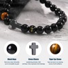 Mens Cross Bead Bracelet with Initials, Christian Rosary Obsidian A-Z