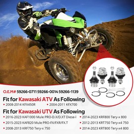 Front Upper&Lower Ball Joint Kit for Kawasaki KFX450R KFX700 Teryx Teryx4 750 800 Mule PRO FX DX KRF750 KRT750 KRF800 KRT800 KAF820 KAF1000 OEM# 59266-0711 59266-0014 59266-1139