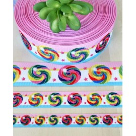 7/8 & 1.5" (1 YD) Lollipop Grosgrain Ribbon Candy Suckers Sweet Treats Birthday - 7/8 inch