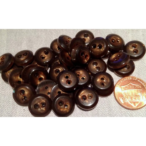 Unbranded 24 Small Brown With Lighter Center Plastic Sew-through Buttons