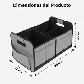 Organizador para Maletero de Auto 65L Impermeable, Plegable Organizador de Cajuela con Asas Reforzadas y Múltiples Compartimentos, Antideslizante Gran Capacidad para Coche SUV Todoterreno –Gris