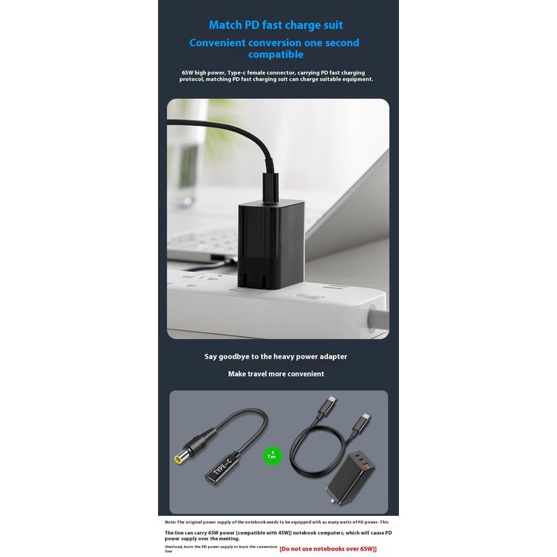 100W PD Power Charger Tip USB C to Slim Laptop
