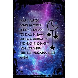 Galaxy Inspirational Tin Sign Now I lay me down to sleep prayer moon stars bed rest religion Metal Wall Art Decor Funny Gift