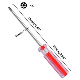 T15 Torx Magnetic Screwdriver,Torx Security Screwdriver,Star Screw Driver for Computer Repairing, Automobile Tools and Home Appliances (T15 x 75mm)