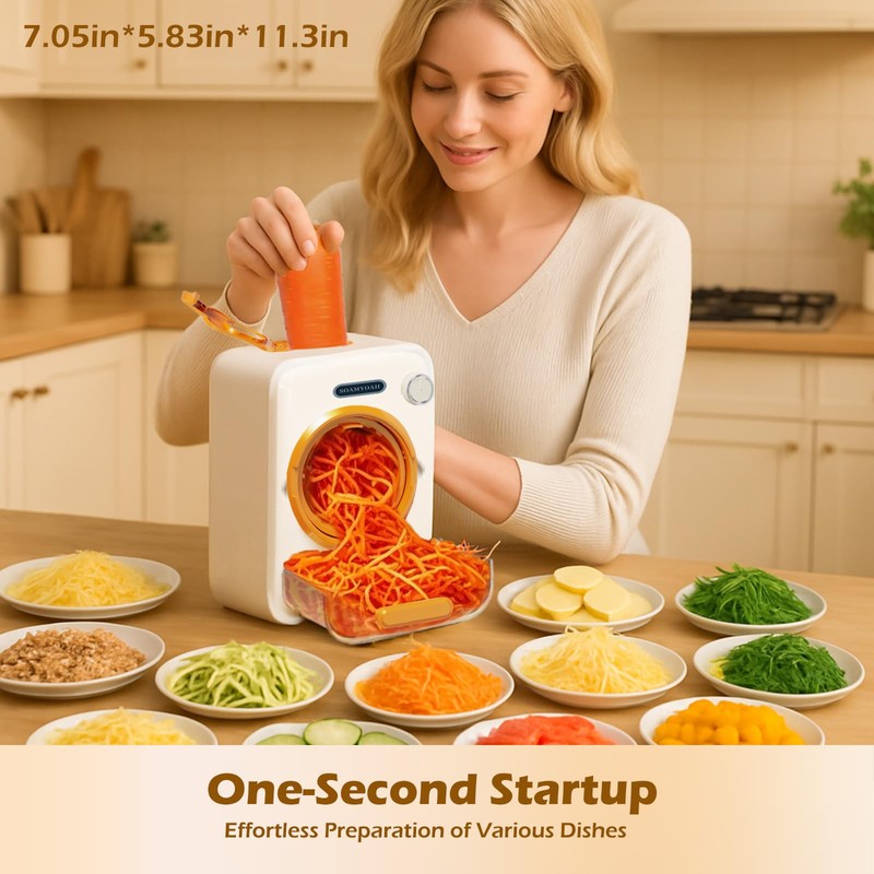 Electric Cheese Grater with 3 Set Blades, Automatic Efficient Slicer