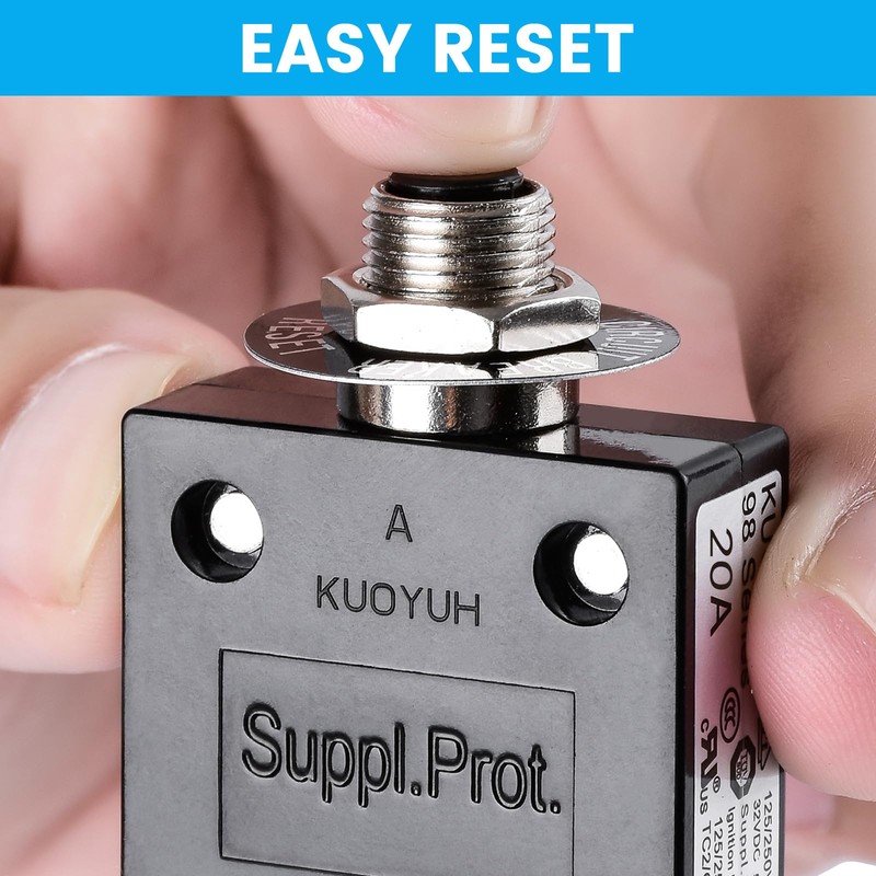 Push Button Circuit Breaker 20Amp, Briidea Fuse Tester Manual Reset