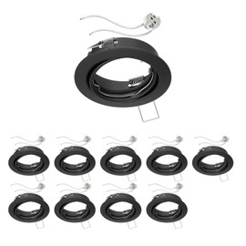 ledscom.de FERE Ceiling Mounting Frame Black Matt Swivelling (LED/Halogen/MR16/50 mm) Including GU5.3 Socket Pack of 10