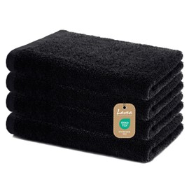 Lavea 4er Set Handtücher 40x70 cm - Weiche & saugstarke Gästetücher aus 100% Baumwolle – Oeko-TEX 100 Zertifiziert – Waschbar bei 60 Grad – Ideal für Bad, Gäste-WC, Sport & Fitness - Schwarz