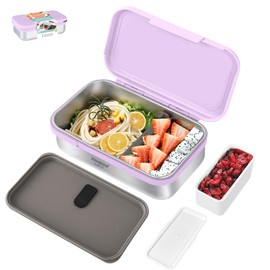 Finorder 33 OZ Stainless Steel Lunch Box for Adults Pink Lunch Box Leak Proof with Salad Box Refrigerator Safe for Work Outing Picnic