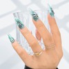 Sethexy Long Stiletto Handmade False Nails Green Shiny False Nails