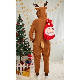 haikyuu Women Adult Christmas Onesie Pajama Long Sleeve Hooded Kigurumi Homewear Costume Outfits (small, Reindeer brown)