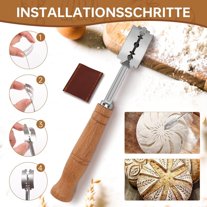 Toyvile 10-Teilig Sauerteig Starter Set, 23 cm Gärkorb Rund, Gärkörbchen